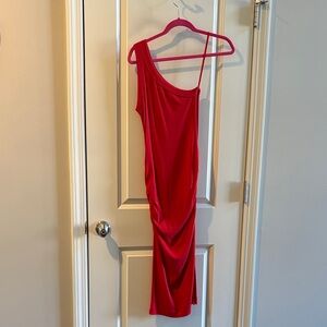michael stars one shoulder dress Michael Stars | Dresses | Michael Stars Red Ruched Oneshoulder Cocktail  Dress